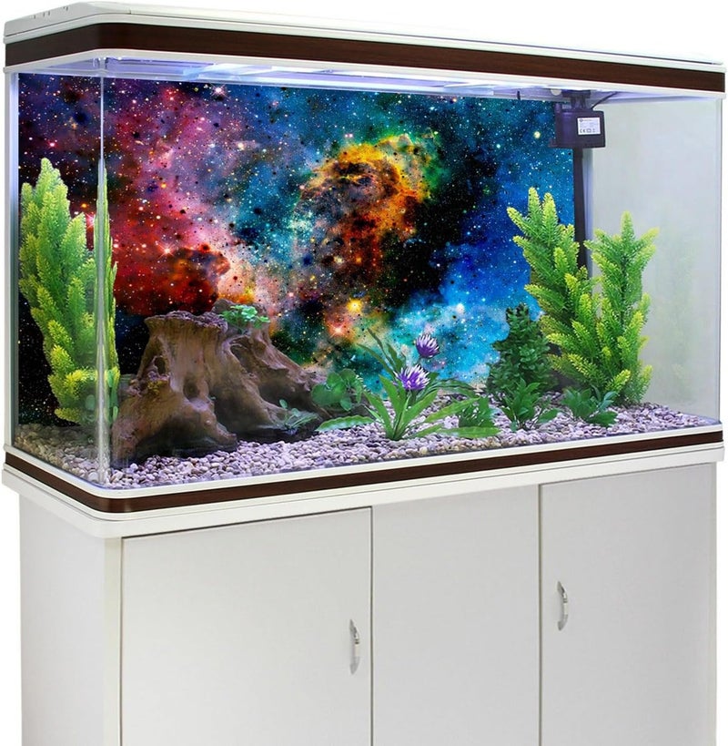 AWERT 30x12 inches Galaxy Aquarium Background Cloud Stars and Colorful Cosmic Universe Fish Tank Background Mystery Space Terrarium Background - Image 3